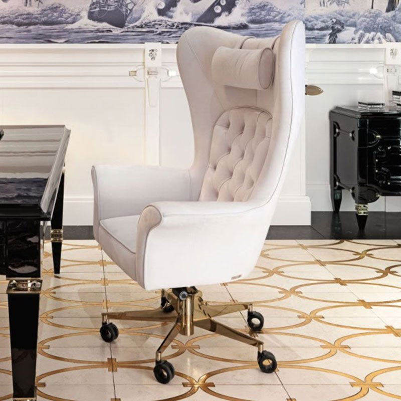 Top Luxury Office Furniture Ceo/boss/ Manager Rotary Lift Adjustable Genuine Leather White Armrest Office Chair