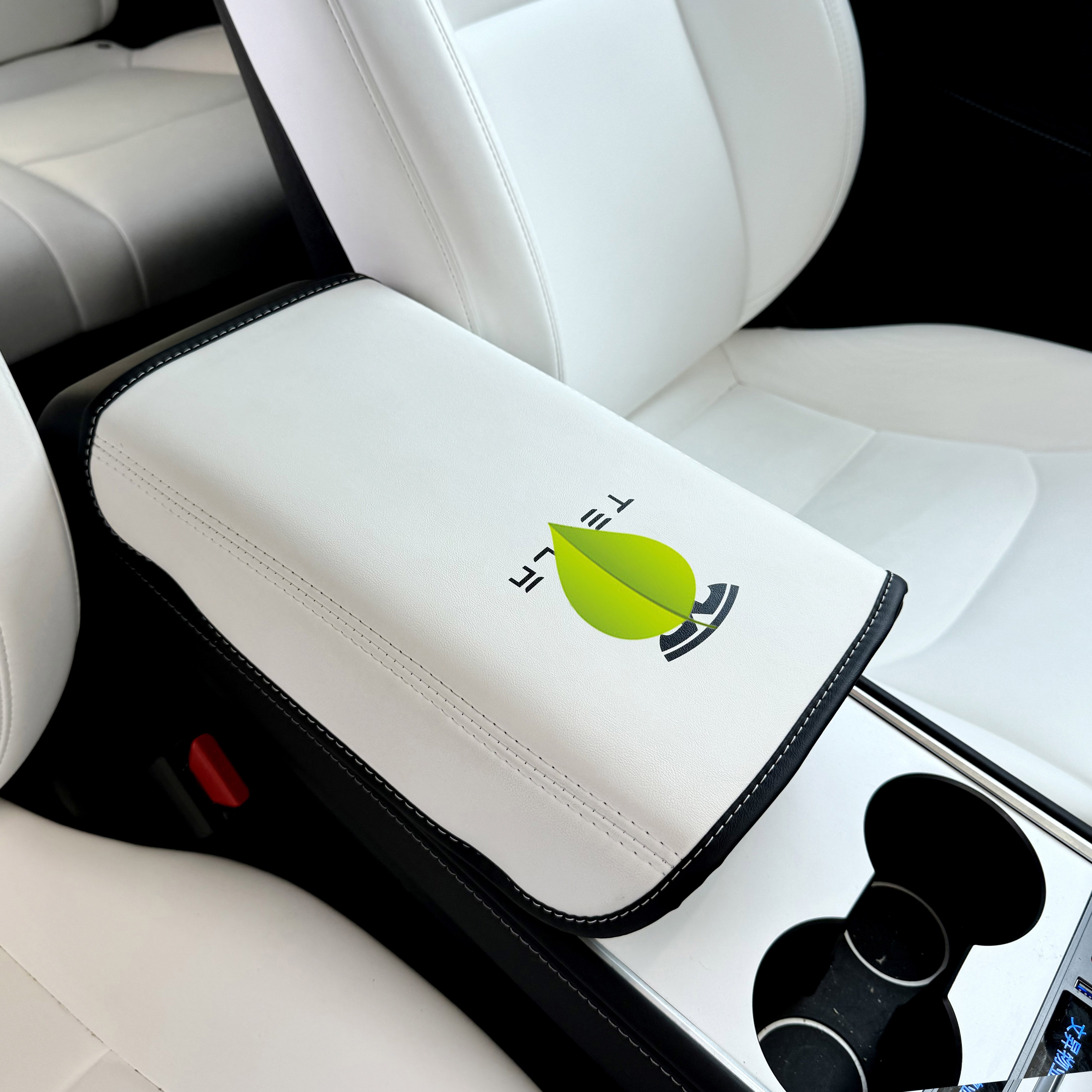 Car Armrest Cover for Tesla Model 3 & Model Y PU Leather Center Console Protector Anti-Scratch Easy Installation Automobile Wate