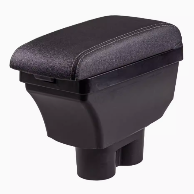 China EV Car Double Layers Slide USB Charger Design Black Pu Leather Car Armrest Console Box for Wuling Bingo 2023-2024