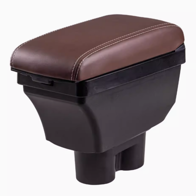 China EV Car Double Layers Slide USB Charger Design Black Pu Leather Car Armrest Console Box for Wuling Bingo 2023-2024
