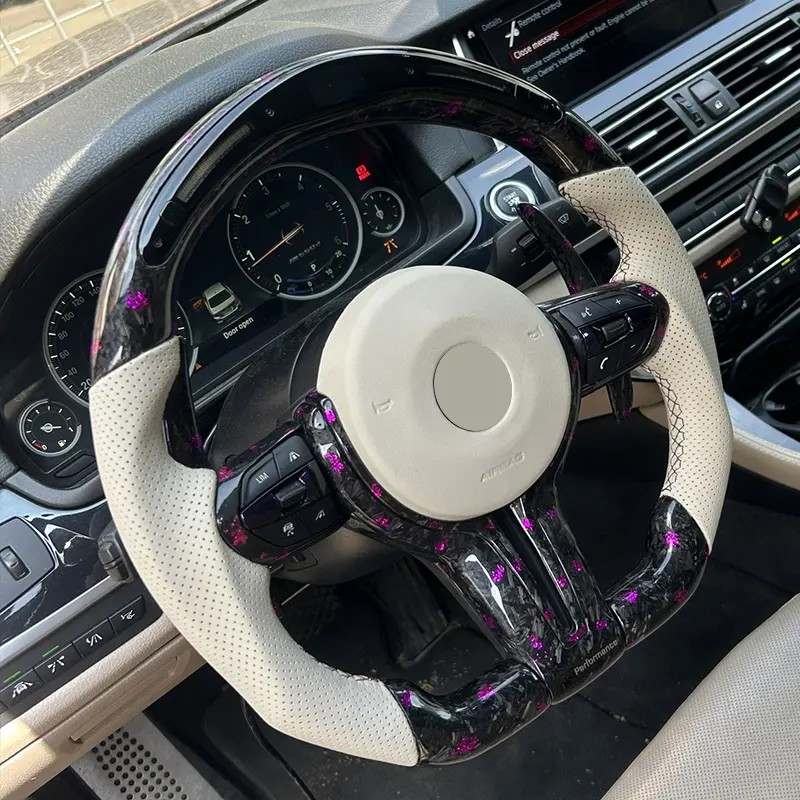 Half Perforated Leather Purple Forged Carbon LED Steering Wheel for BMW F10 F20 F22 F30 F32 M5 F90 F80 M3 M4 F82 M2 F87 Coupe