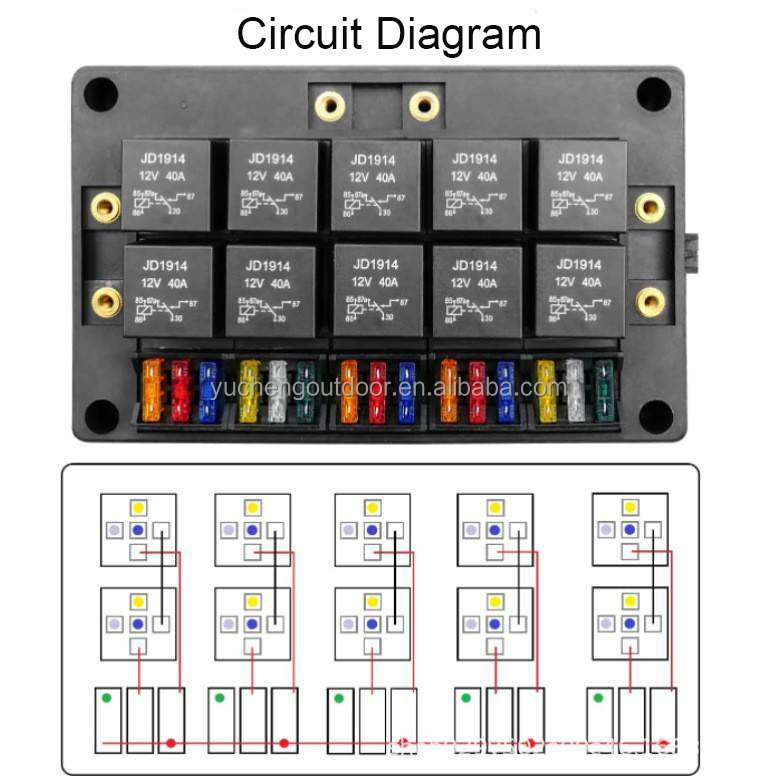 12V Automotive Fuse Relay Box 10 Slot Relay Holder with 15-Slot Fuse Holder for Car Truck Marine Boat