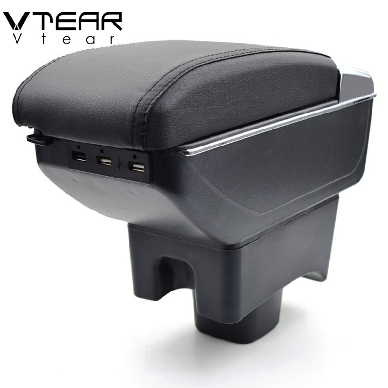 Vtear for Lifan 320 330 Armrest Leather USB Interface Storage Box Red Thread Car-styling Interior ABS Arm Rest Accessories Part