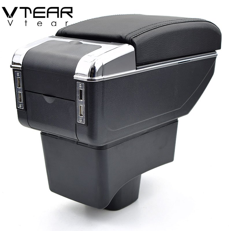 Vtear for Lifan 320 330 Armrest Leather USB Interface Storage Box Red Thread Car-styling Interior ABS Arm Rest Accessories Part