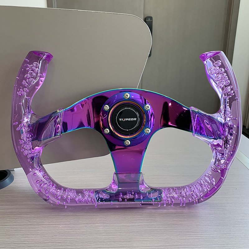 Car Modified Transparent Acrylic Steering Wheel Bubble Crystal Car Styling Universal Clear Racing Steering Wheel