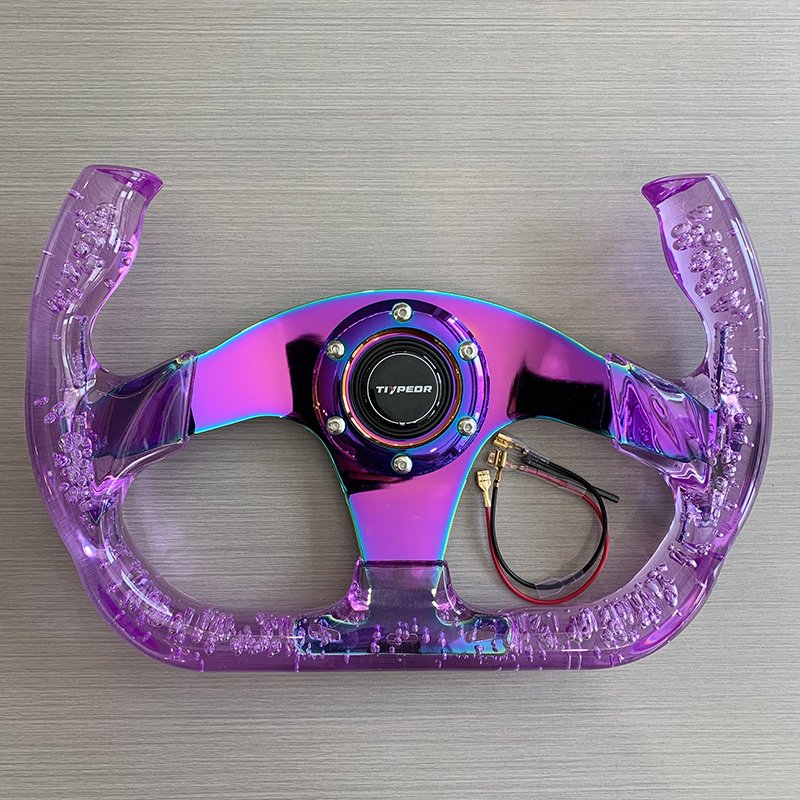 Car Modified Transparent Acrylic Steering Wheel Bubble Crystal Car Styling Universal Clear Racing Steering Wheel