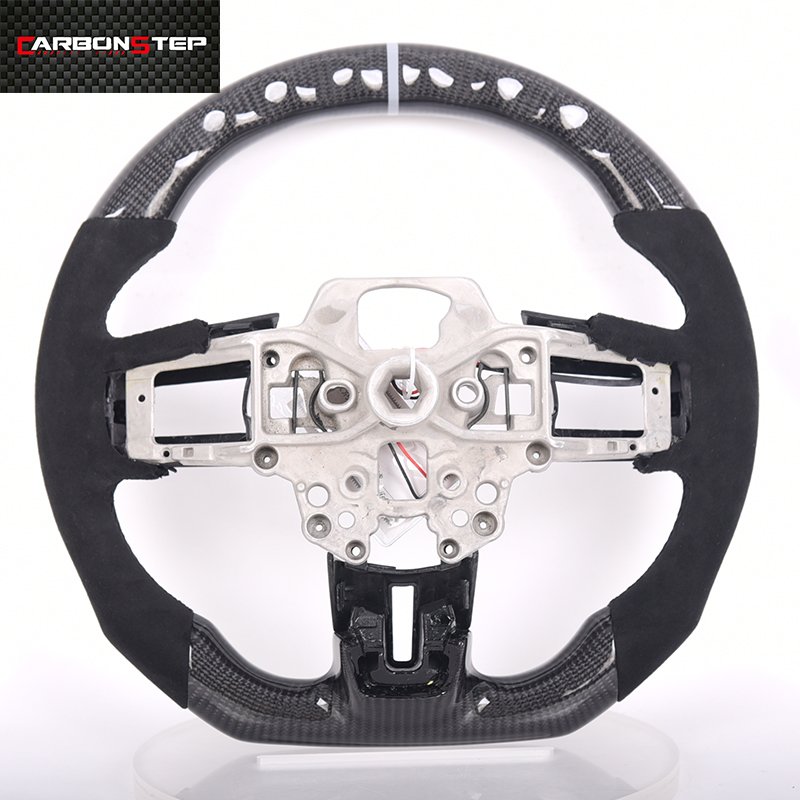 China Factory Custom Led Display Alcantar Carbon Fiber Sport Car Steering Wheel for Ford Mustang