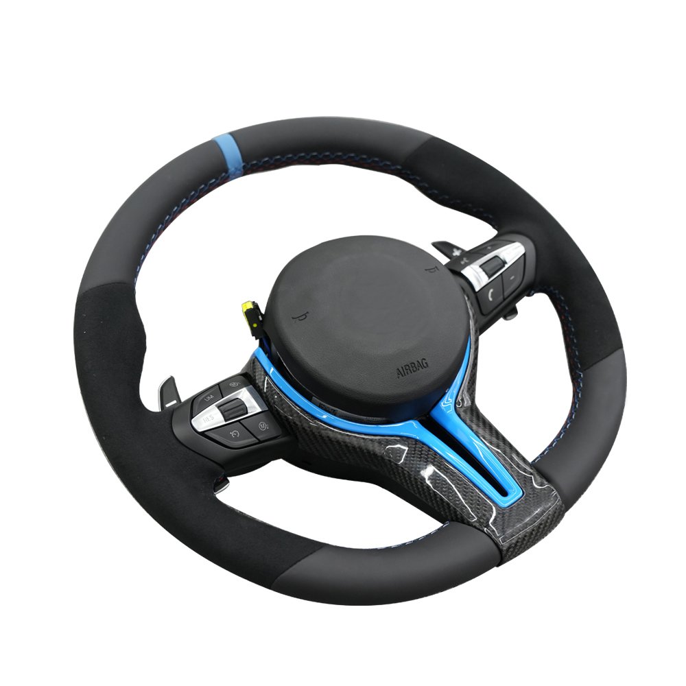 High-Performance Blue Carbon Steering Wheel for BMW 1/2/3/4 F20 F22 F30 F32 M2 M3 M4 FULL SET