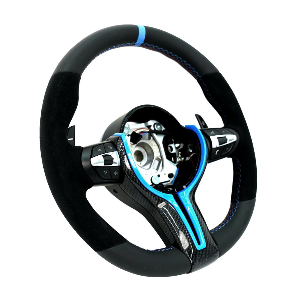 High-Performance Blue Carbon Steering Wheel for BMW 1/2/3/4 F20 F22 F30 F32 M2 M3 M4 FULL SET