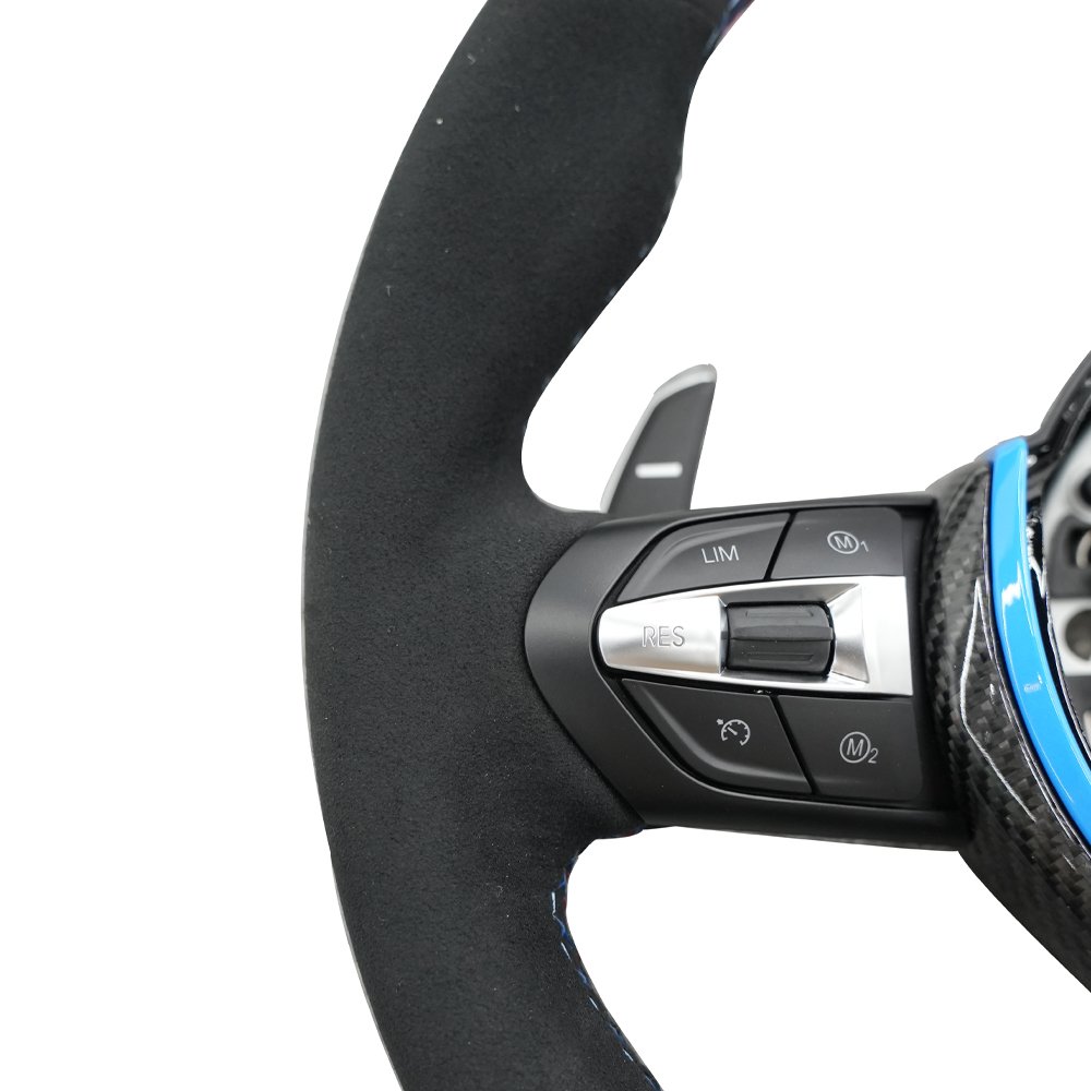 High-Performance Blue Carbon Steering Wheel for BMW 1/2/3/4 F20 F22 F30 F32 M2 M3 M4 FULL SET