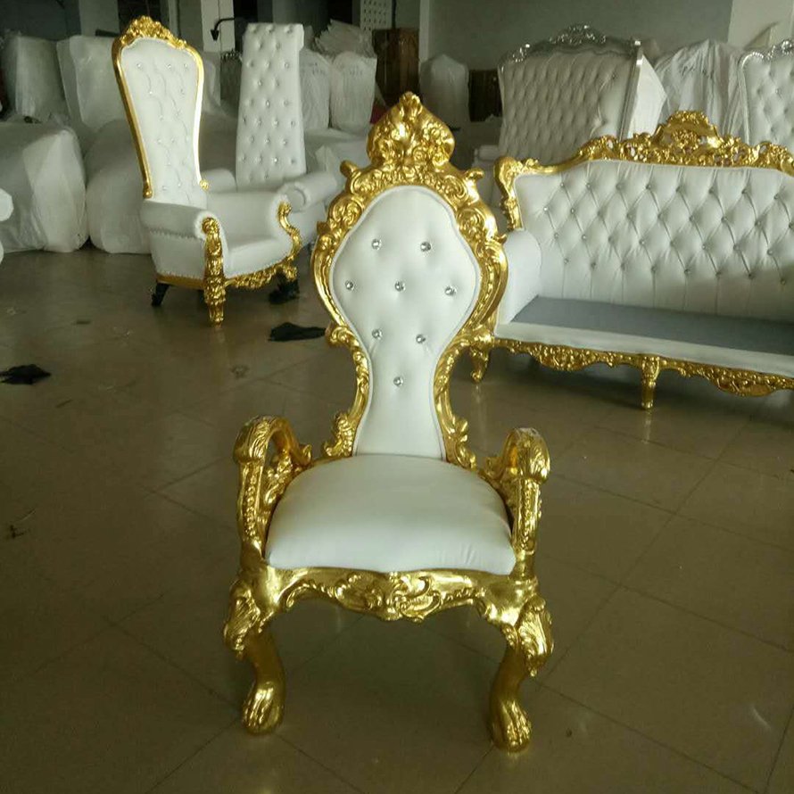 Hotel Furniture Luxury Wholesale Royal Wooden Luxury High Back Wedding Armrest king Throne Chair
