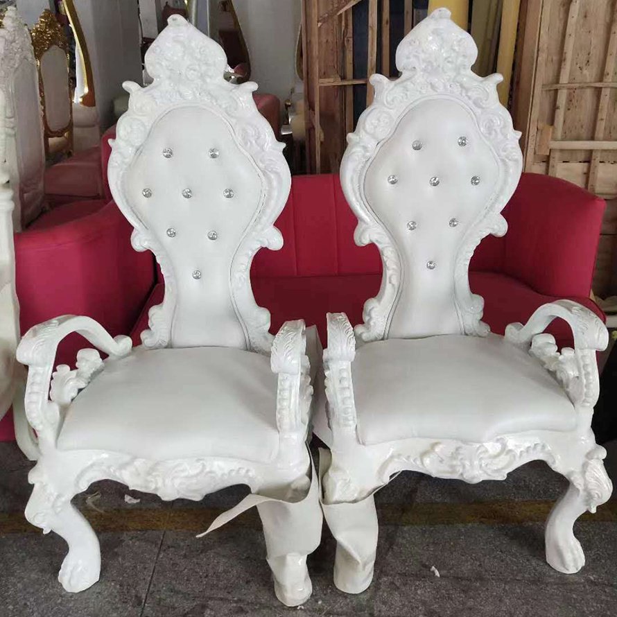 Hotel Furniture Luxury Wholesale Royal Wooden Luxury High Back Wedding Armrest king Throne Chair