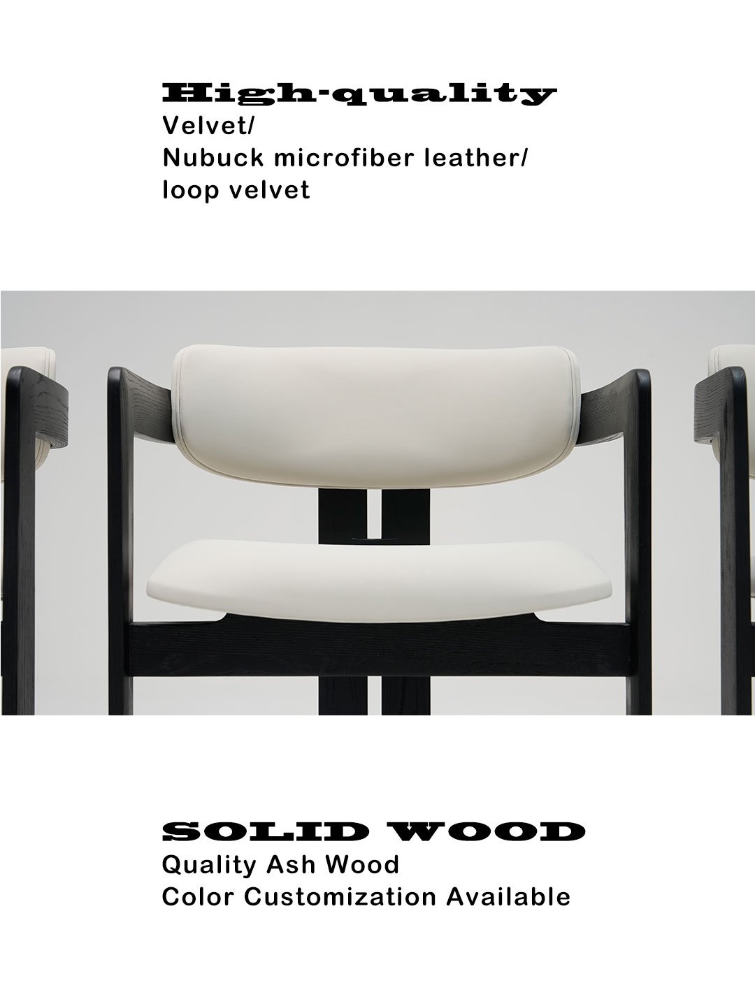 Elefante Modern Luxury Living Room Furniture Villa Solid Wood Minimalist Armchair Leather Black Wooden Dining Chairs