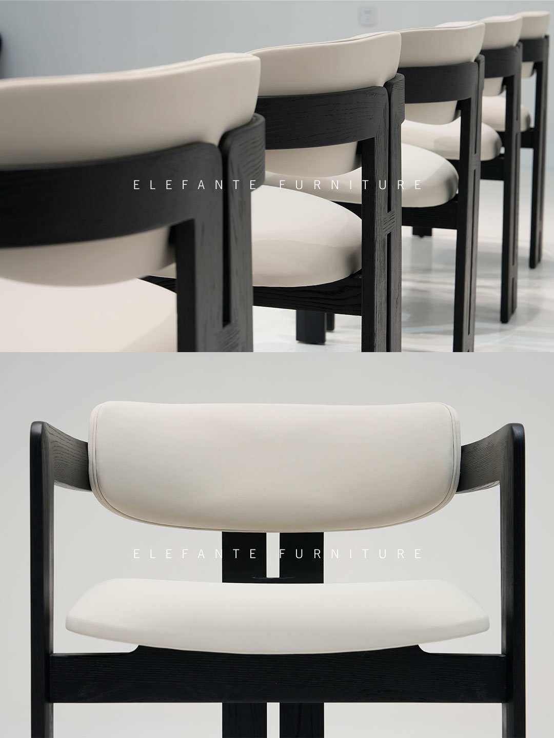 Elefante Modern Luxury Living Room Furniture Villa Solid Wood Minimalist Armchair Leather Black Wooden Dining Chairs