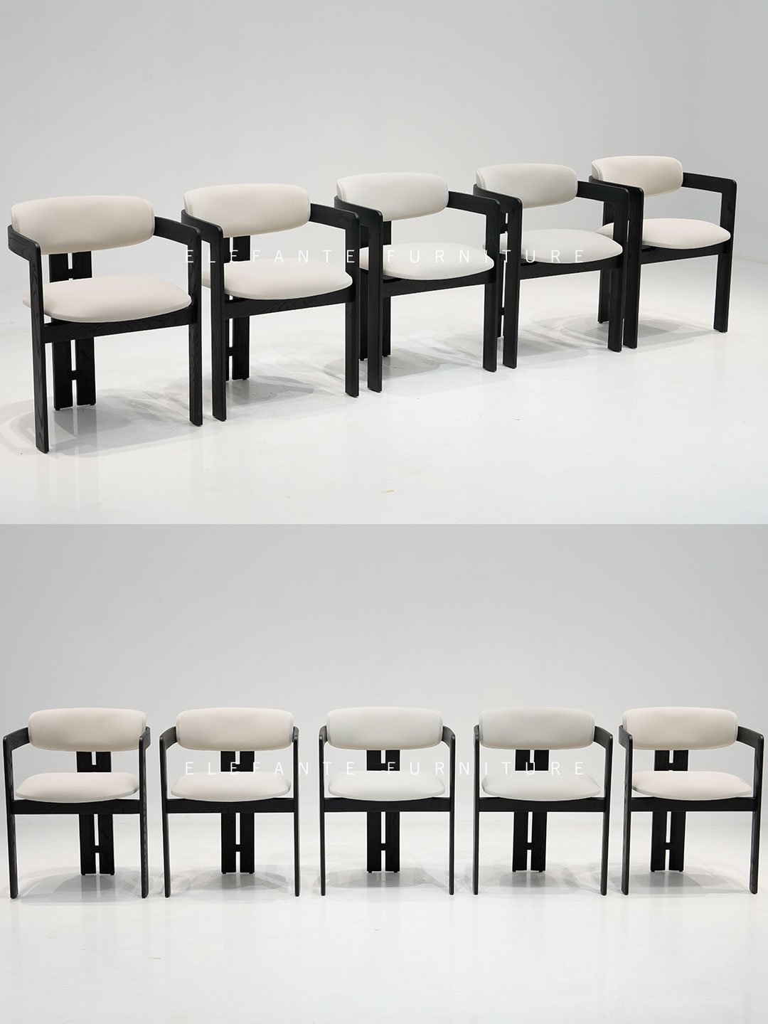 Elefante Modern Luxury Living Room Furniture Villa Solid Wood Minimalist Armchair Leather Black Wooden Dining Chairs