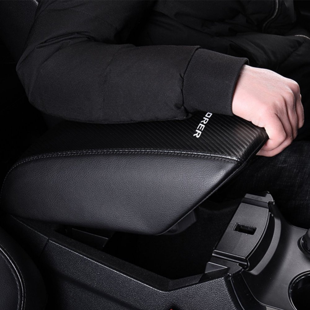 Center Console Armrest Box Cover Scratch-resistant Leather Car Armrest Protector Interior for Ford Explorer