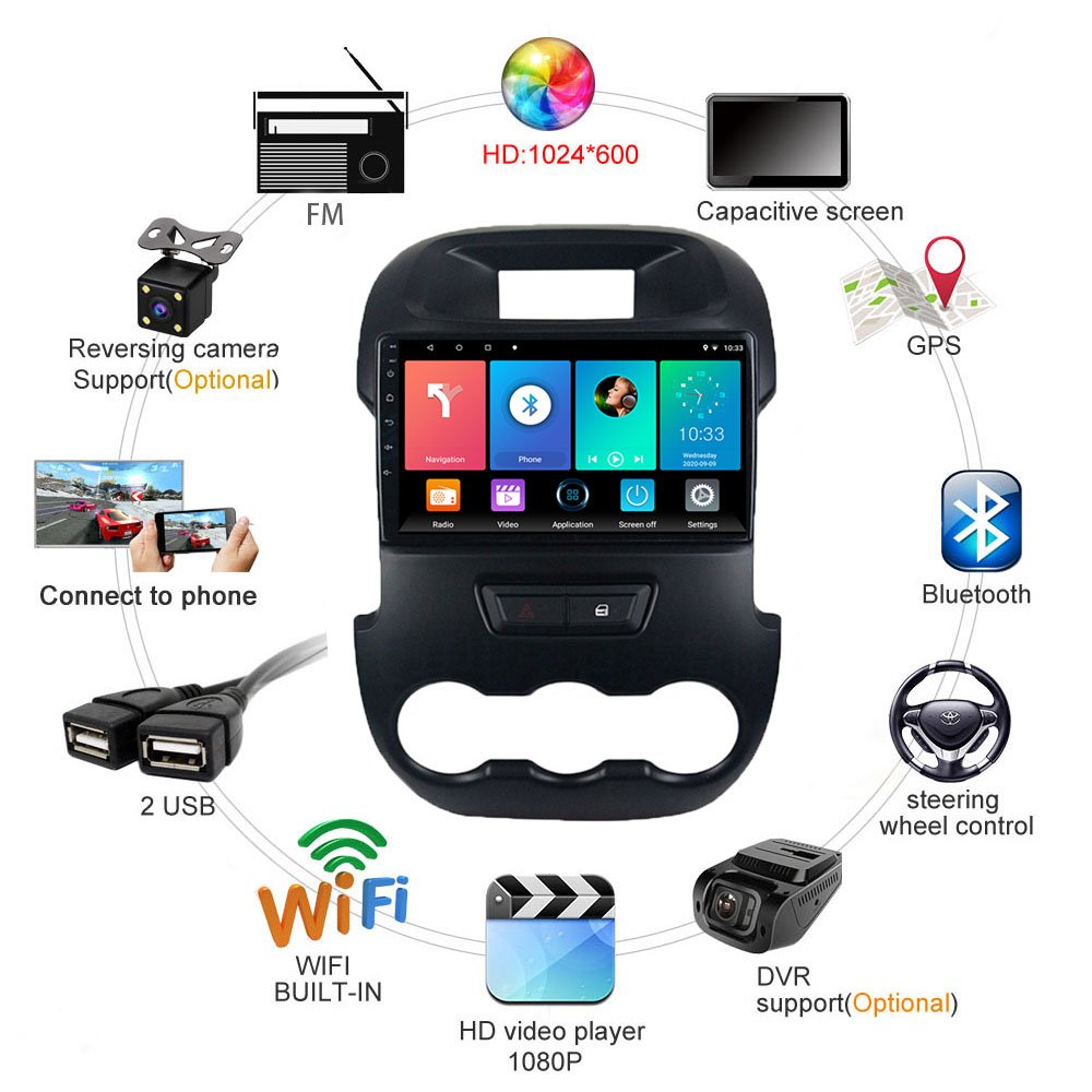 Car Radio Multimedia Player For Ford Ranger Xlt F250 2011-2016 2 Din 4G Carplay Wifi Navigation GPS Android Autoradio Head Unit