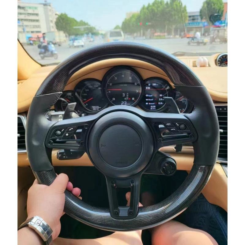 Car Interior Accessories Real Carbon Fiber Steering Wheel For Porsche Cayenne Panamera Cayman Boxster Carrera