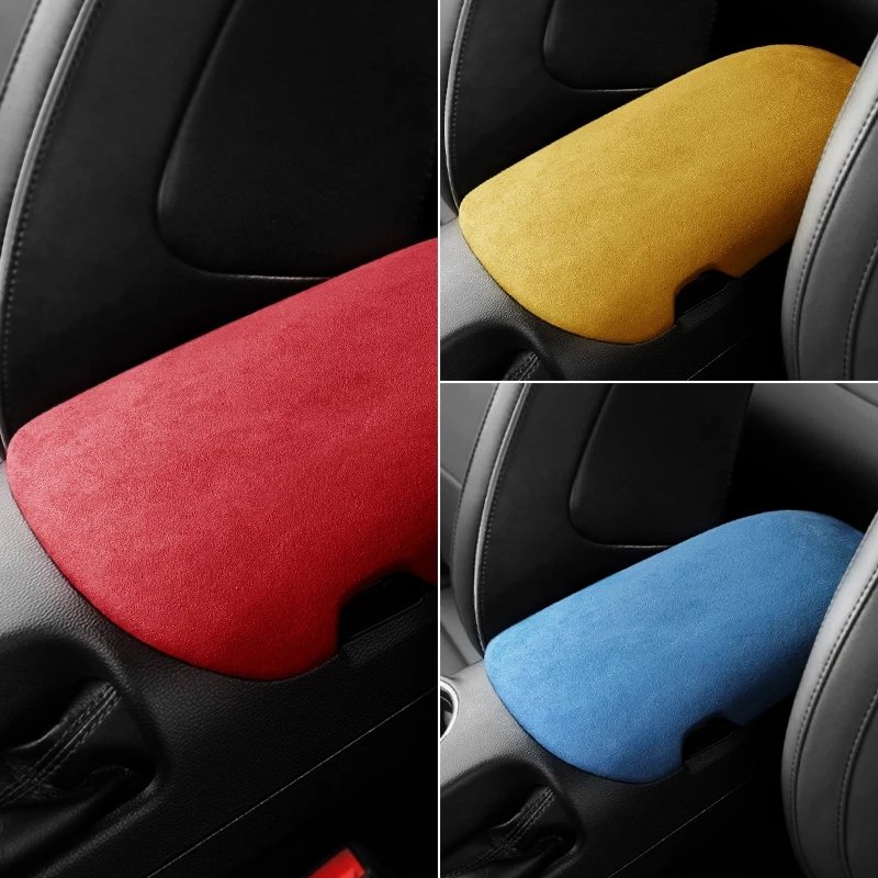 BETTERHUMZ Alcantara for Ford Mustang 2015-2022 Interior Trim Car Front Seat Armrest Box Panel Cover Sticker Auto Accessories