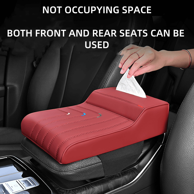 High Memory Cotton Car Armrest Pad Tissue Box in Front Position Storage Cup Holder Added