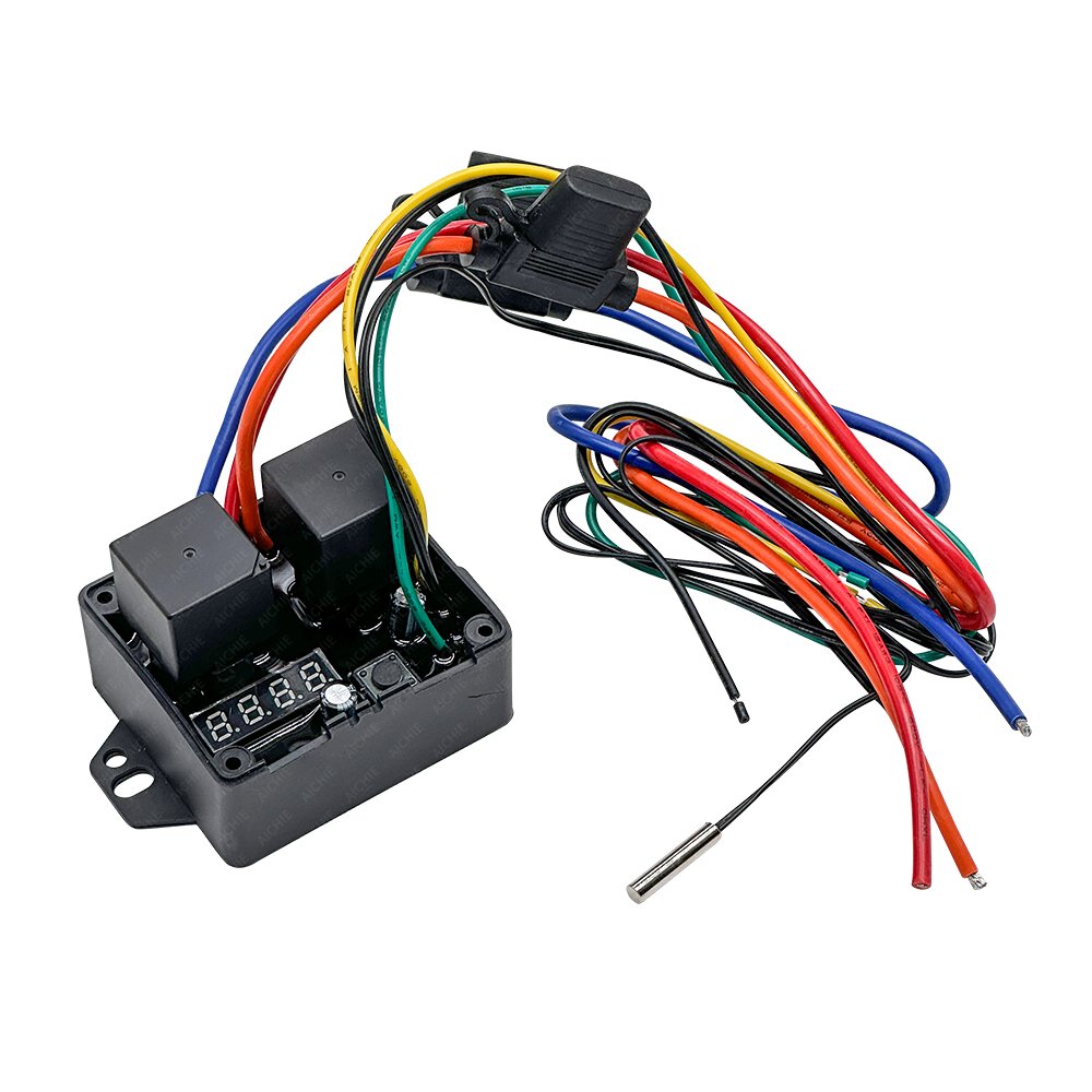 Digital Radiator Fans Controller Relay Kit Wiring Harness Switch Relay Fuse Relay 12V Wire Harness with Switch