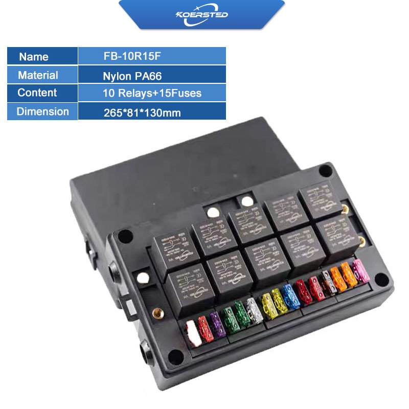 KKA-FB-10R15F Module Relay Fuse Box, Car Fuse Box, Auto Control Box Including 10 Relays and 15 Fuses