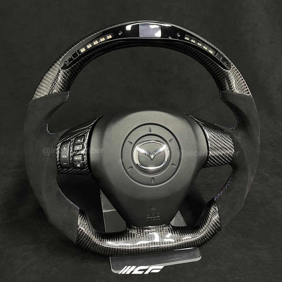 100% Real LED Carbon Fiber Steering Wheel for Mazda RX8