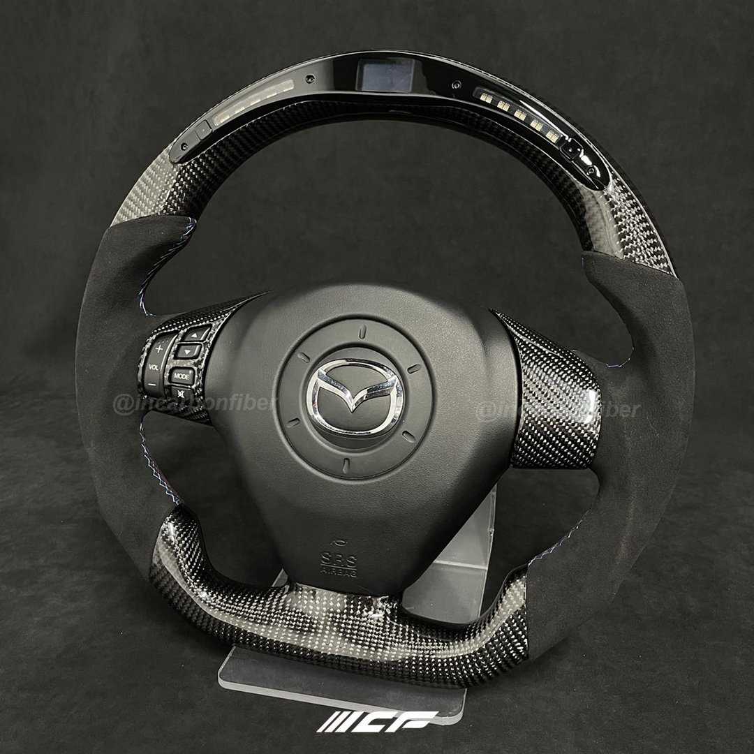 100% Real LED Carbon Fiber Steering Wheel for Mazda RX8