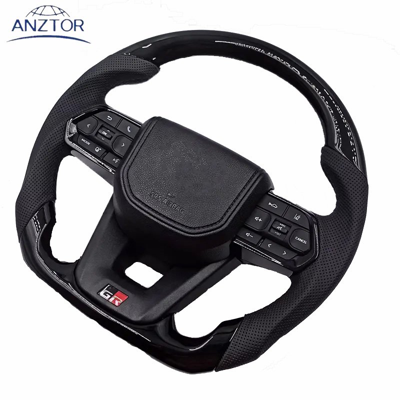Black Sport Carbon Fiber Steering Wheel For 2006-2023 Toyota leather LAND CRUISER LC200 Car Steering Wheel