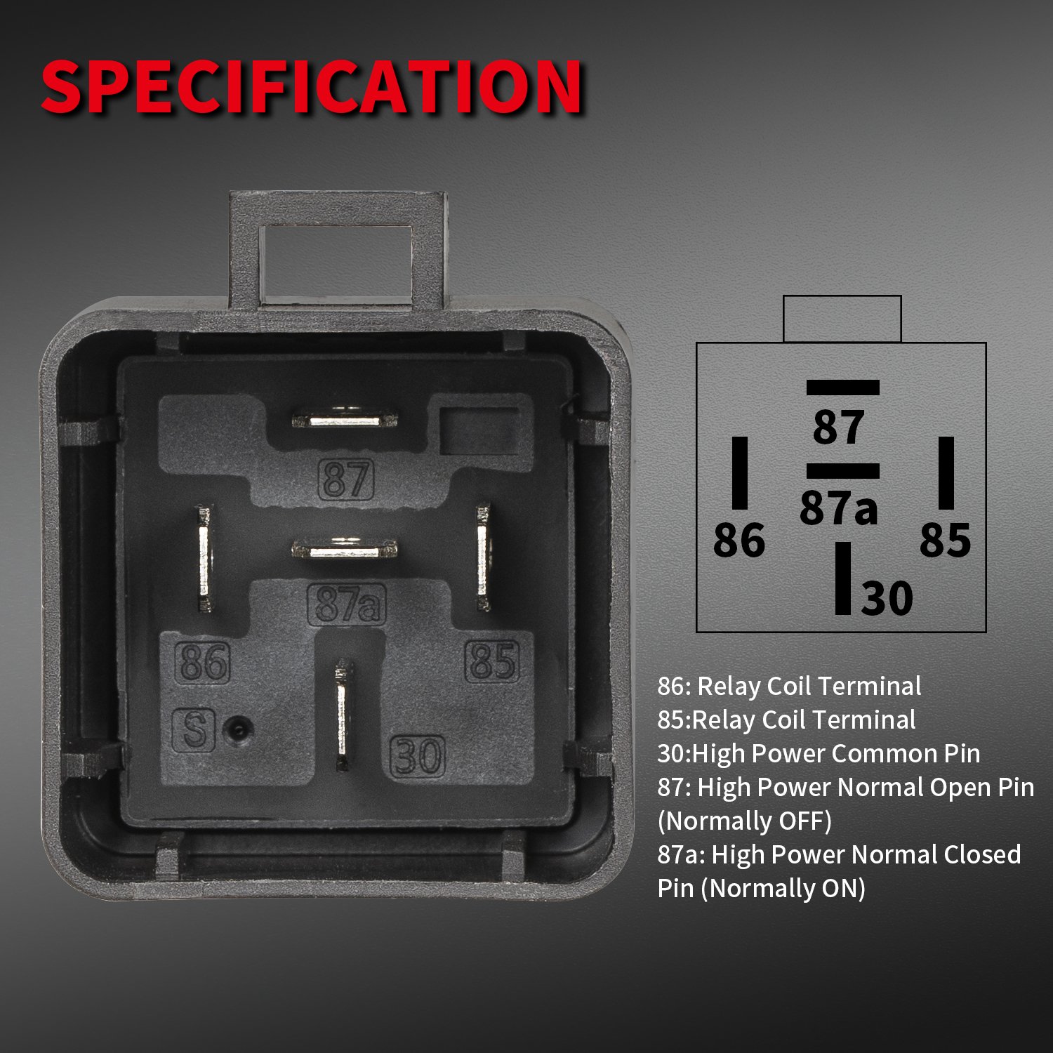 JD1914 12V 40A 5Pin SPDT Relay Heavy Duty Waterproof Automotive Relay and Harness Set with 14AWG Tinned Copper Wires