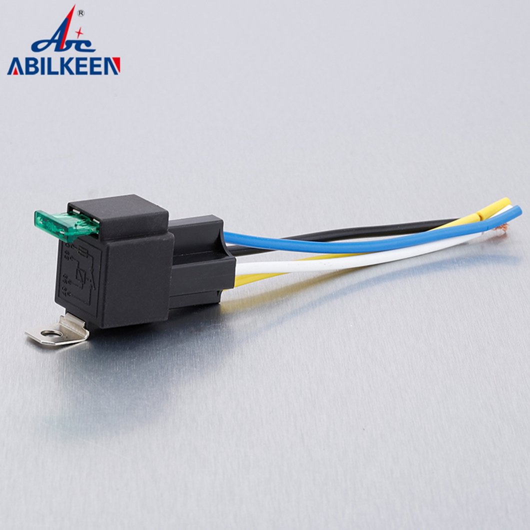 Top Quality ABILKEEN 4Pin Wide Terminal 1NO1NC 40A Auto Solid-State Relay with Fuse Blade and Male/Female Socket Auto Fuse Relay