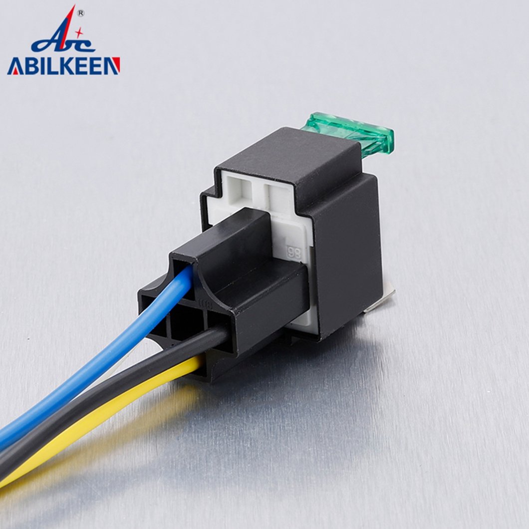 Top Quality ABILKEEN 4Pin Wide Terminal 1NO1NC 40A Auto Solid-State Relay with Fuse Blade and Male/Female Socket Auto Fuse Relay