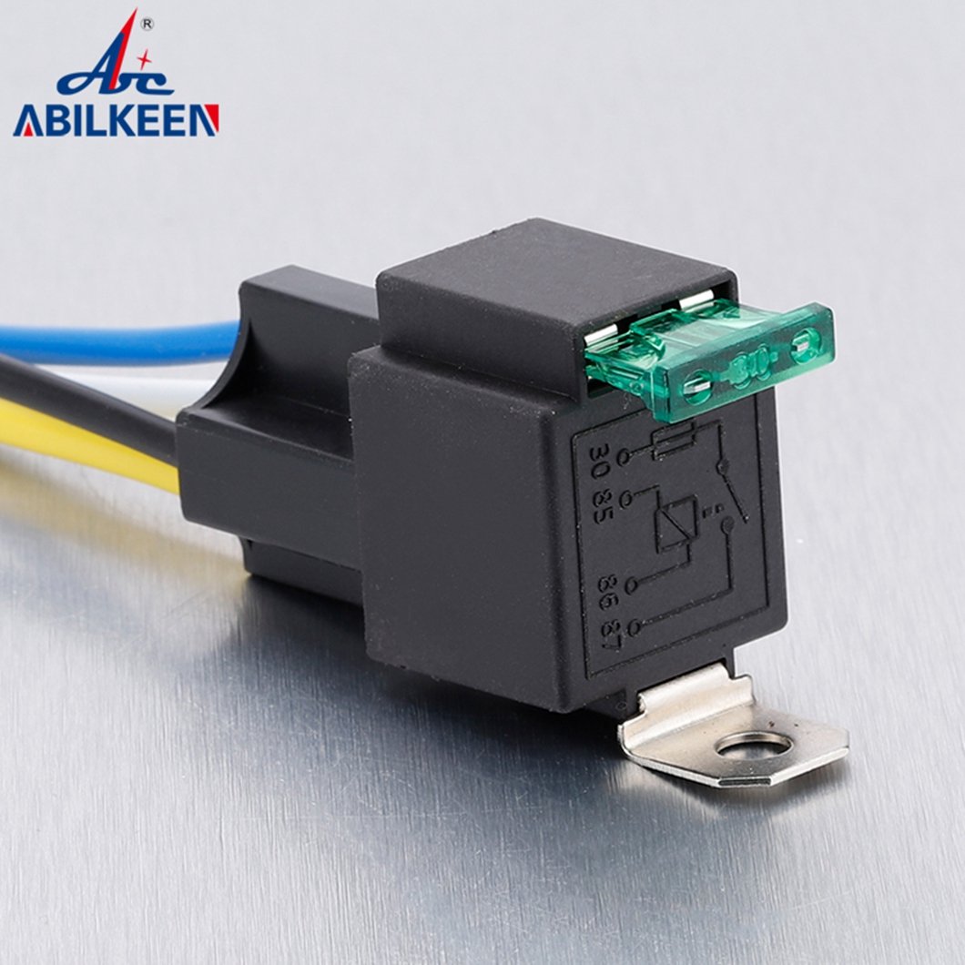 Top Quality ABILKEEN 4Pin Wide Terminal 1NO1NC 40A Auto Solid-State Relay with Fuse Blade and Male/Female Socket Auto Fuse Relay