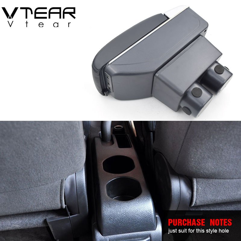 Vtear Armrest Leather USB Interface Storage Box Arm Rest Accessories Part Thread Car-styling Interior ABS Red for Nissan Tiida