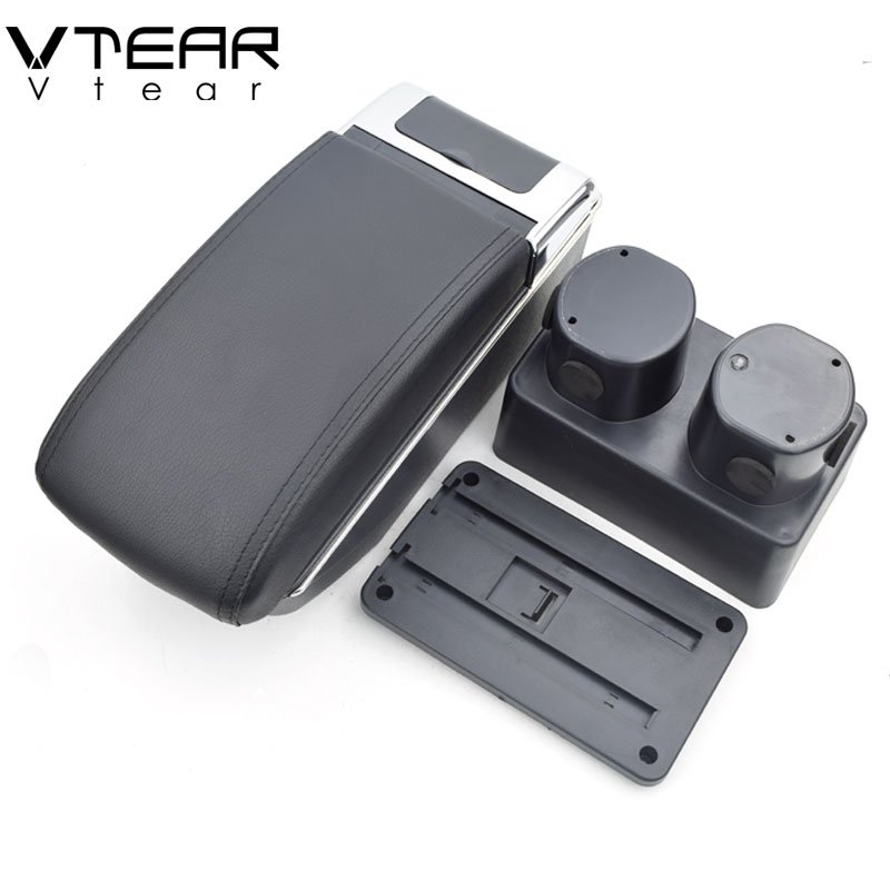 Vtear Armrest Leather USB Interface Storage Box Arm Rest Accessories Part Thread Car-styling Interior ABS Red for Nissan Tiida