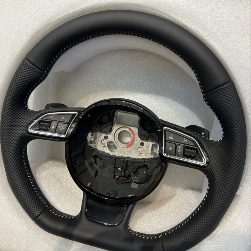 Leather Flat-bottom Steering Wheel Sports For Audi A3 A4 A5 S3 S4 S5 2017-2022
