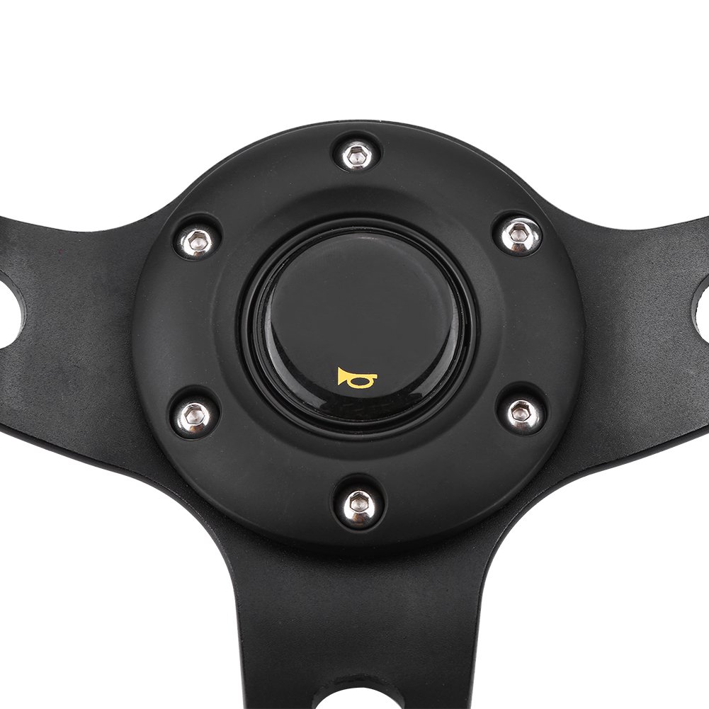 Universal 14 Inch Racing Steering Deep Corn Drifting Suede Leather 350mm Car Steering Wheel With Horn 6-Bolts