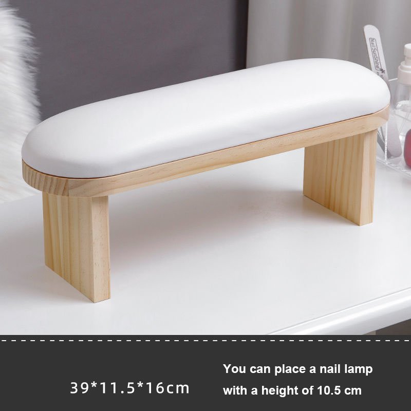 Russian Manicure Nail Tool Nail Armrest PU Leather Soft High-Density Sponge Nail Hand Rest Cushion with Solid Wood Bracket