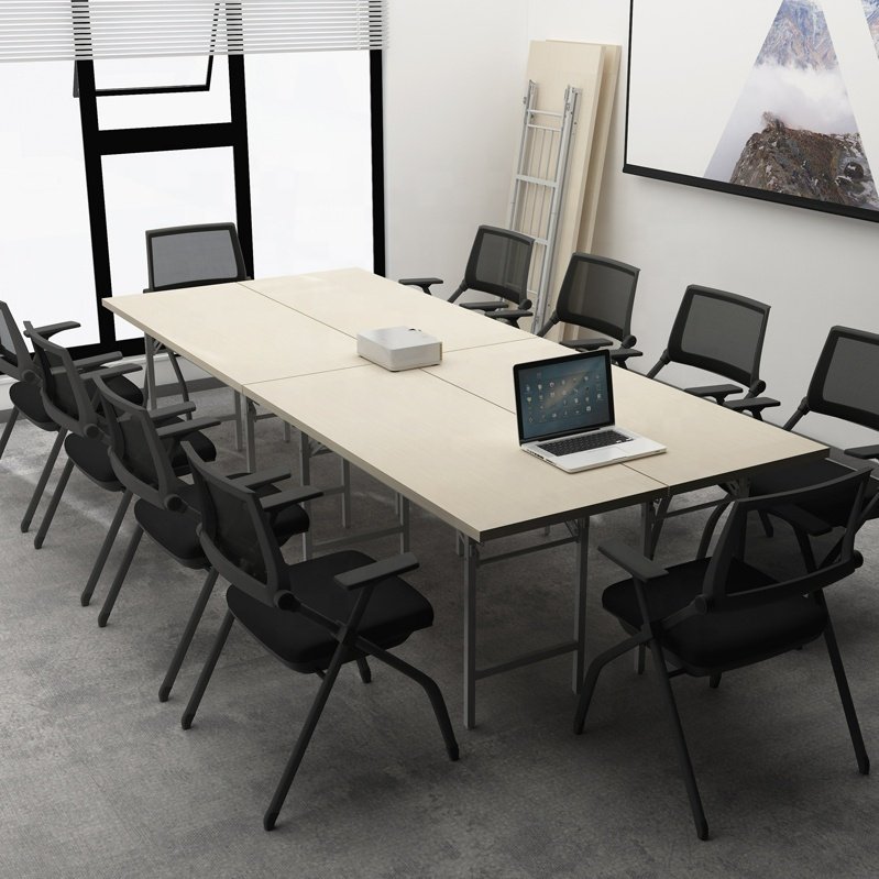 Wholesale Ergonomic Fabric Conference Room Folding Chair Mesh Stackable Foldable Training Office Chairs with Movable Wheels