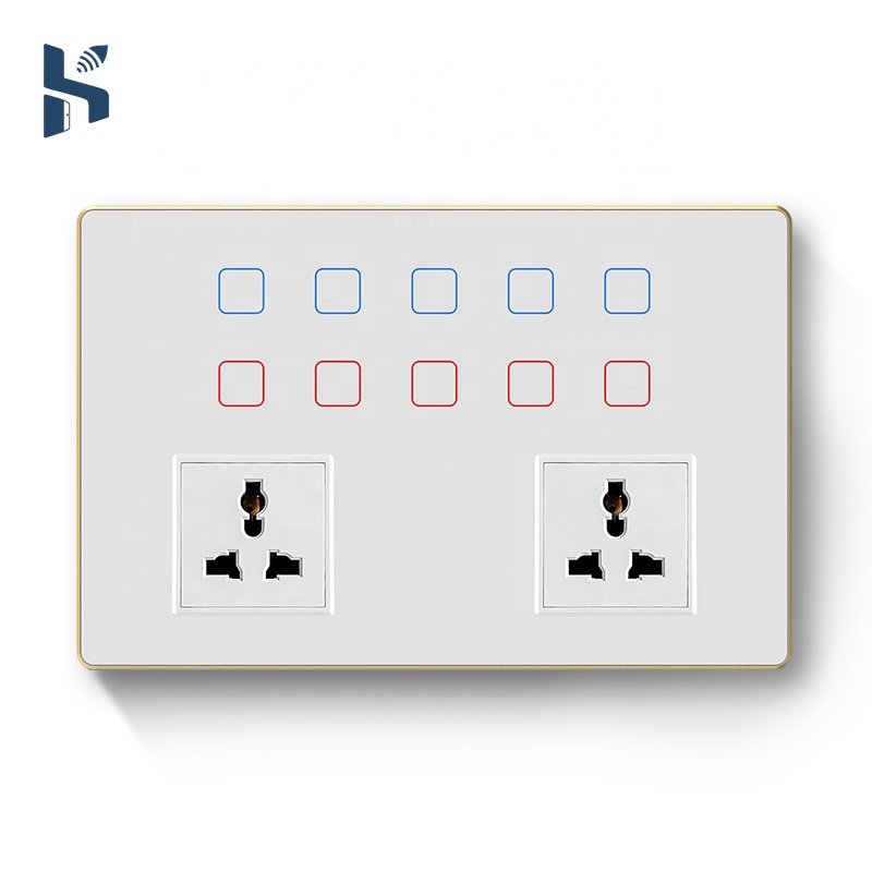 Tuya App Smart Life Zigbee Light Fan Wall Outlet Combo Switch Glass Power Failure Memory Timer Function India Standard 240v Home
