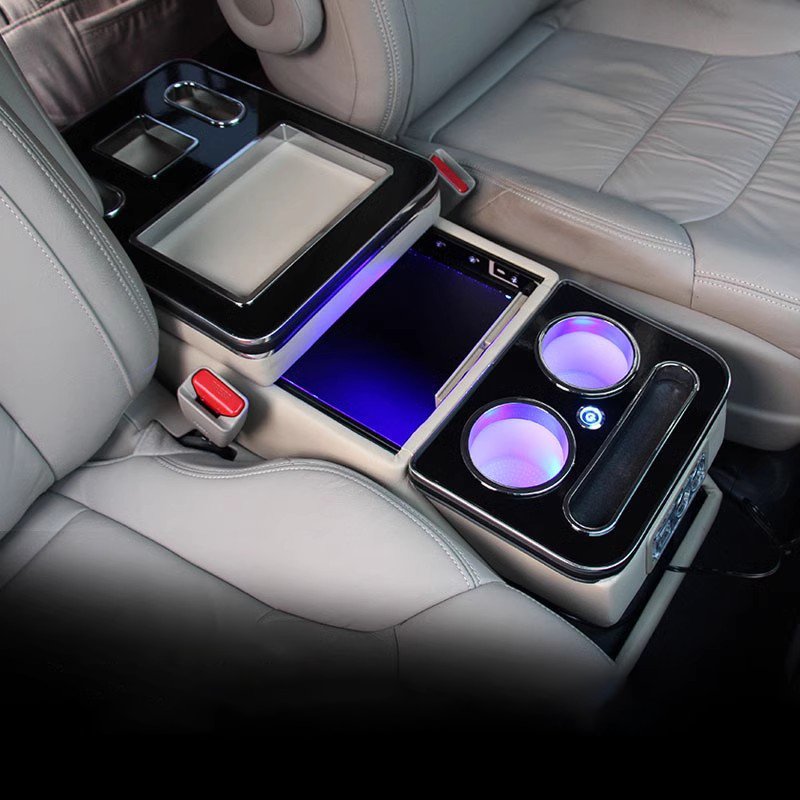 Car Armrest Box Center Console Mercedes V-Class Vito W447 2014-2023 with USB LED Ambient Light/black With Wireless Charger