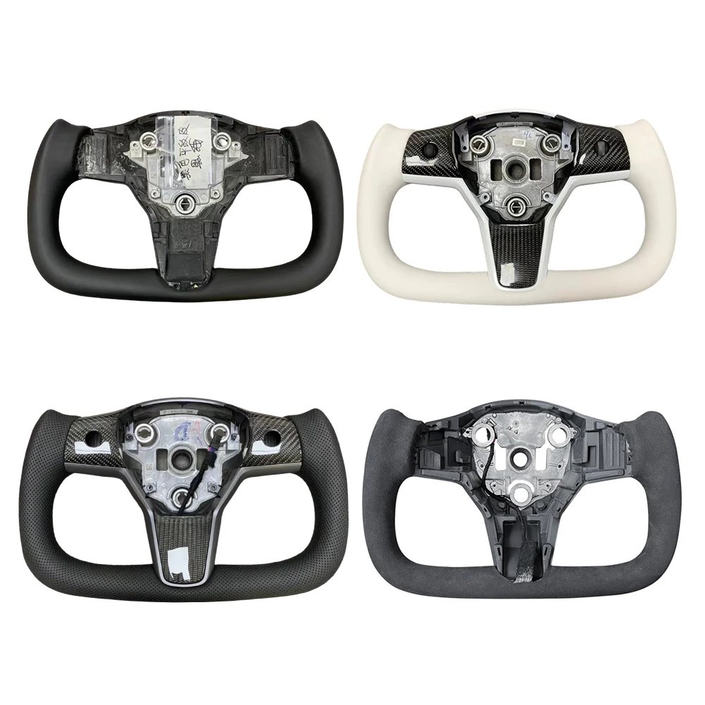 Heated Steering Wheel For Tesla Model Y 3 2019- Custom Racing Leather Car Accessories