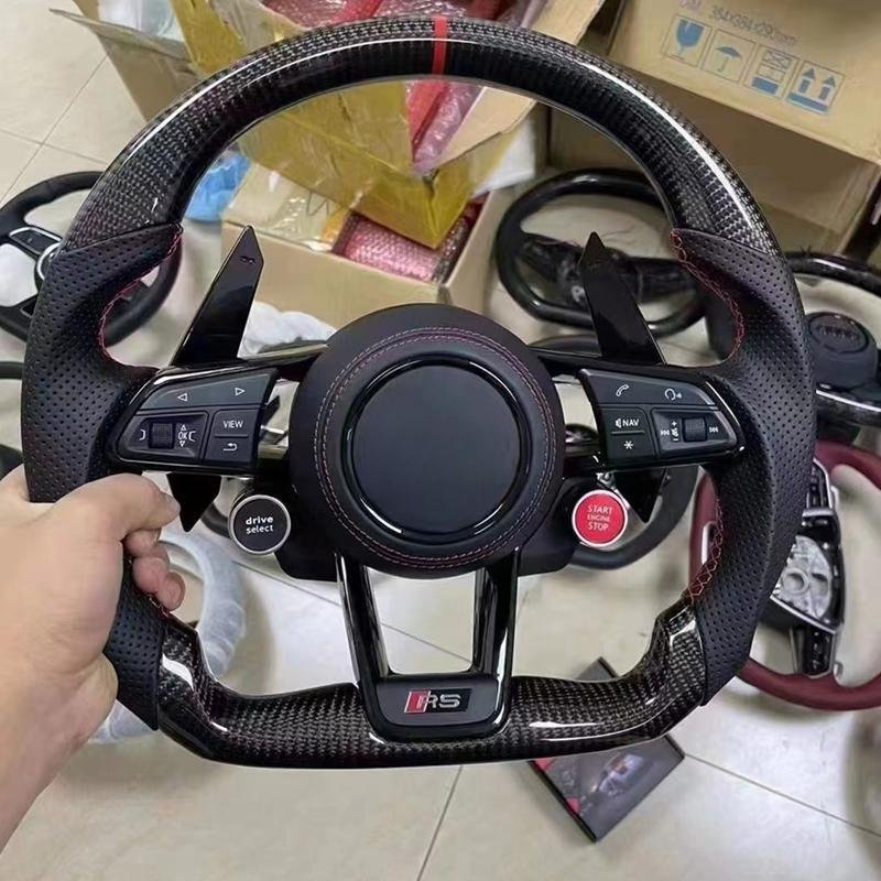 Upgrade For Audi R8 TTRS A3 A4 A5 RS3 Carbon Fiber Luxury Alcantara Leather Steering Wheel