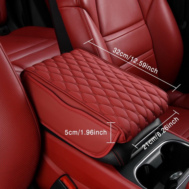Car Armrest Mat Center Console Memory Foam Vehicle Arm Rest Box Pads PU Leather Arm Rest Protection Cushion Storage Pocket