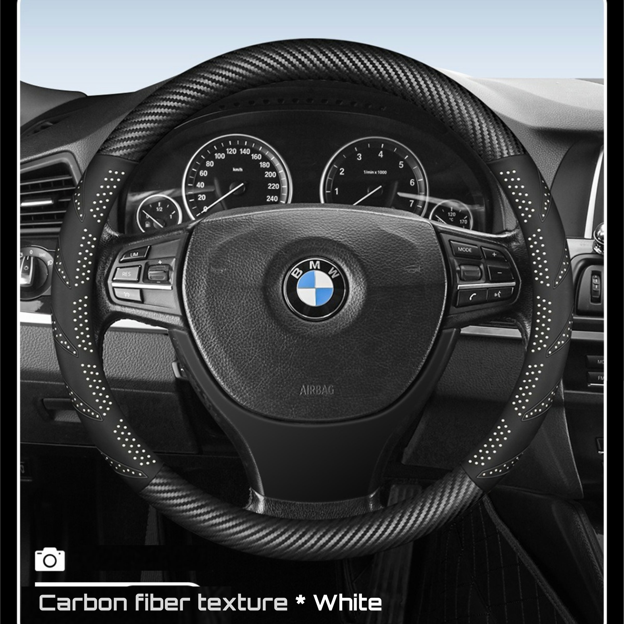 KK Carbon Fiber Pattern Steering Wheel Cover Anti-Slip Car Steering Wheel Protector Breathable Sweat Absorbent Sport