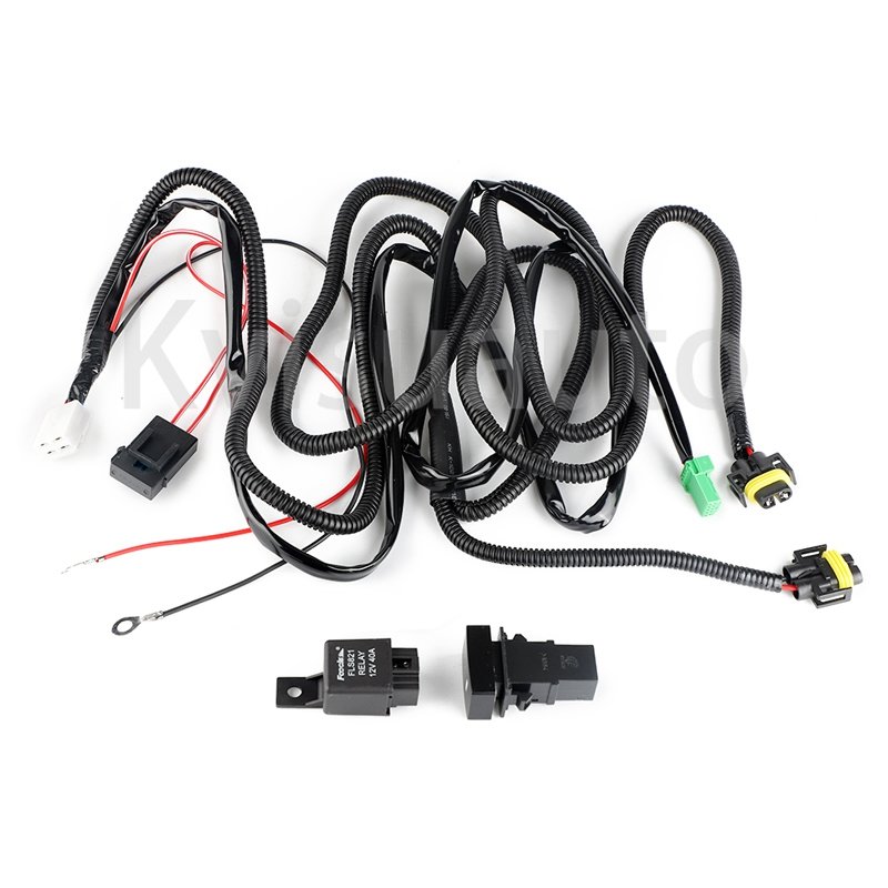 CQL H11 881 H9 H8 Fog Light Headlight Wire Harness Sockets Kit Relay Module Box Wiring Adapters Wires 40A Relay Connector Switch