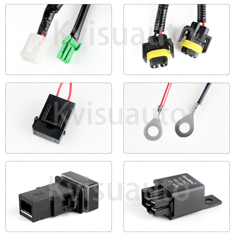 CQL H11 881 H9 H8 Fog Light Headlight Wire Harness Sockets Kit Relay Module Box Wiring Adapters Wires 40A Relay Connector Switch