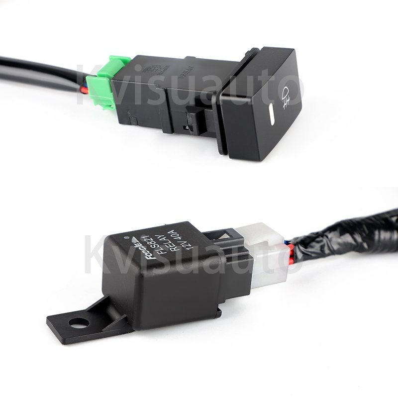 CQL H11 881 H9 H8 Fog Light Headlight Wire Harness Sockets Kit Relay Module Box Wiring Adapters Wires 40A Relay Connector Switch
