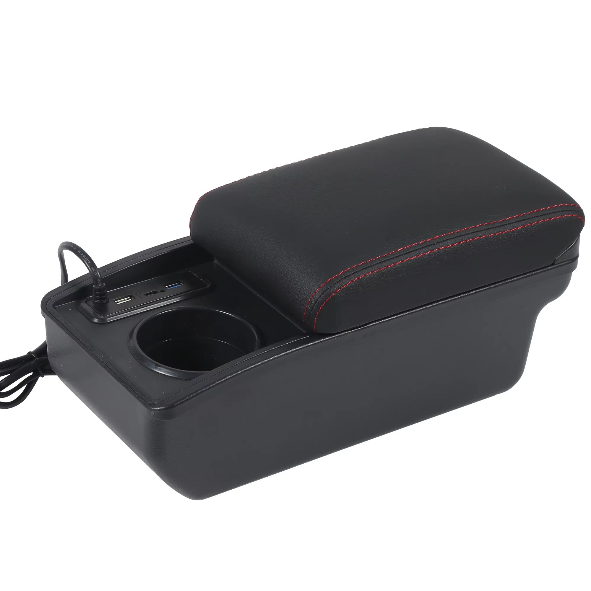 Japan Car 3 USB Slide Black Car Armrest Storage Box Rotatable Center Console PU Leather for Toyota Avanza/Rush 2019-2023