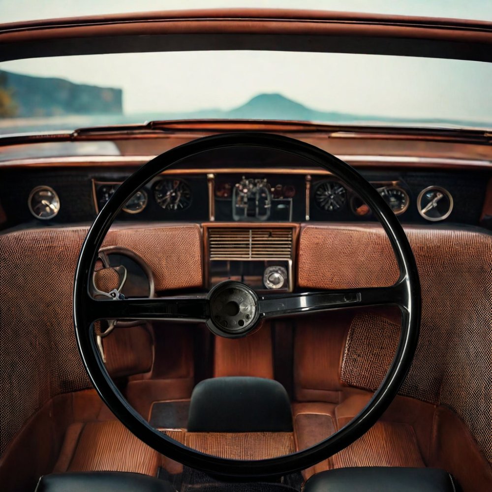 Old car steering wheel